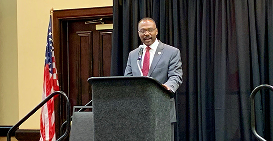 Sankey speaking at conference