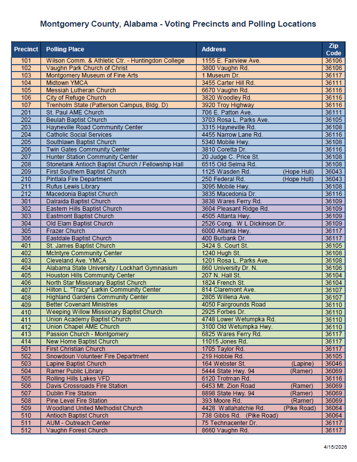 2026 Election Day Polling Locations
