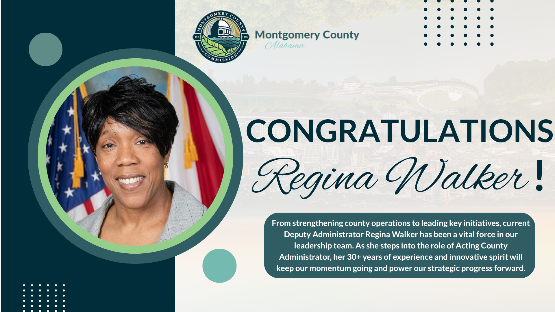 Montgomery County Announces Regina Walker as Acting County Administrator